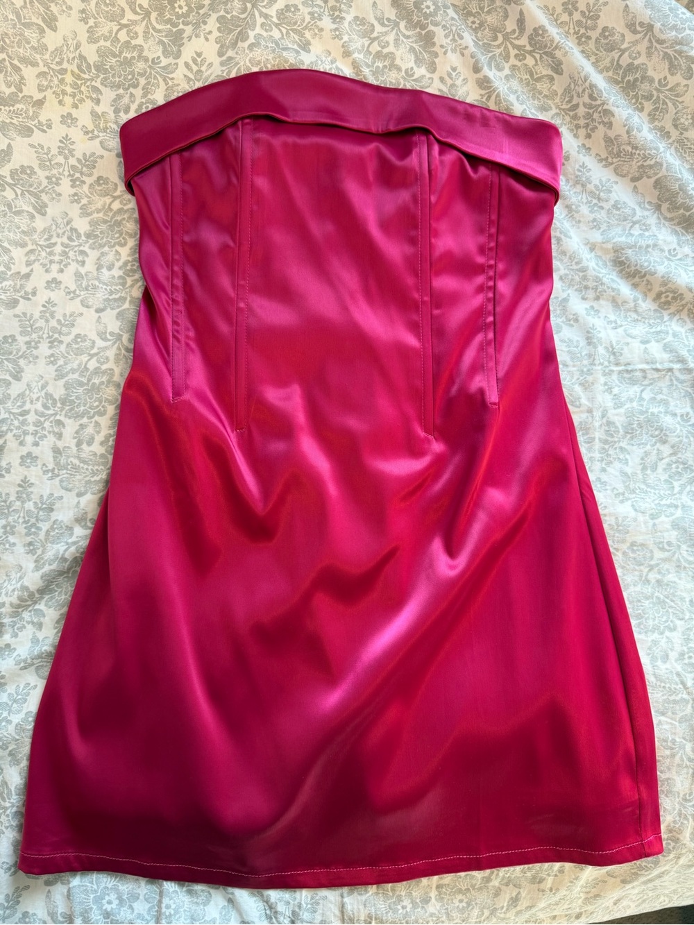 NWT Strapless Satin Cocktail Dress in Fuchsia | Size M